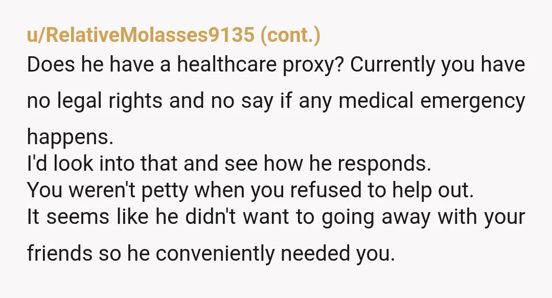 u/Busterooney As a nurse that deals with emergency contacts if it was really an emergency and he couldn’t make his needs known his family would be the first to contact....