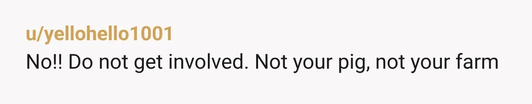 u/yellohello1001 No!! Do not get involved. Not your pig, not your farm