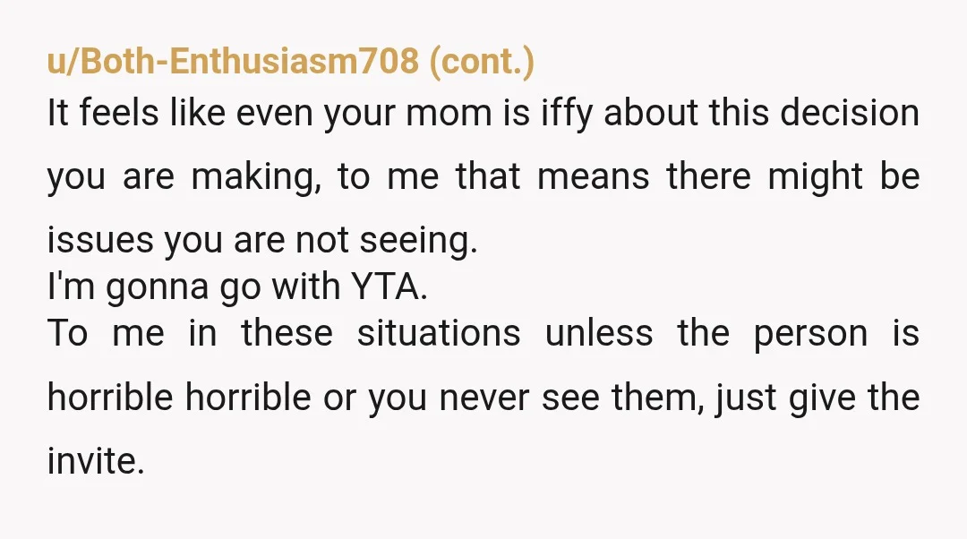 u/theladyorchid
Even if she said nothing, you’re not close enough to invite her to a small wedding