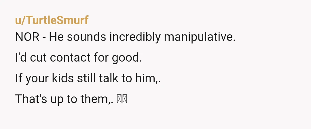 u/OkGazelle5400 NOR but why would you trust someone who you know frequently reneges at the last minute with something so important? And not check up on the balance over the...