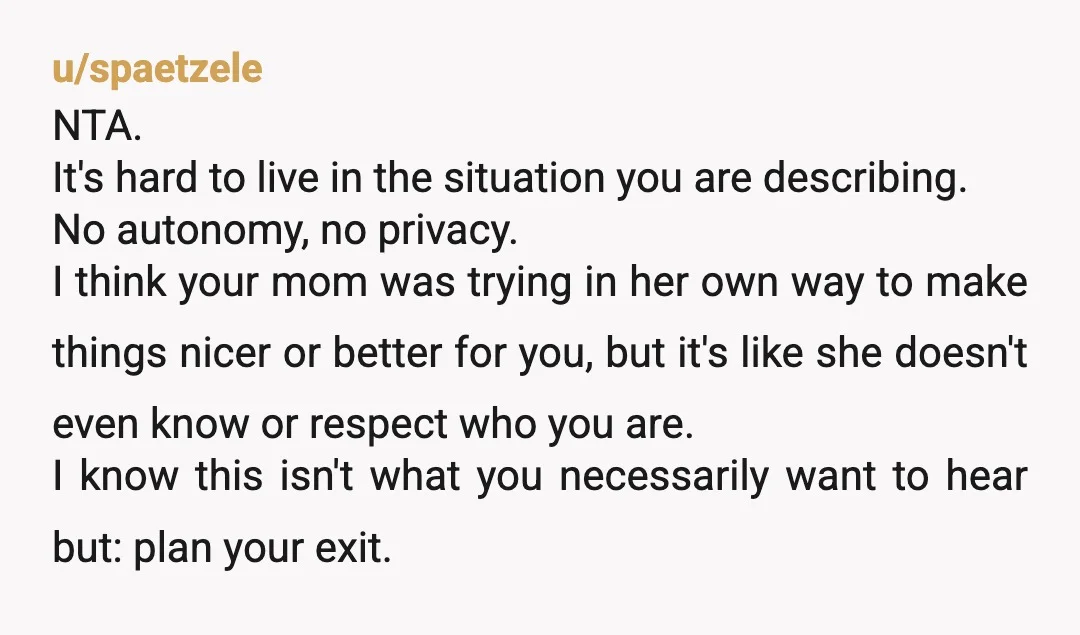 u/Kittycelt NTA Your situation stinks. I'm sorry you're going through this. It's hard seeing how your peers live and comparing it. It's hard having abusive folks, who should protect you,...