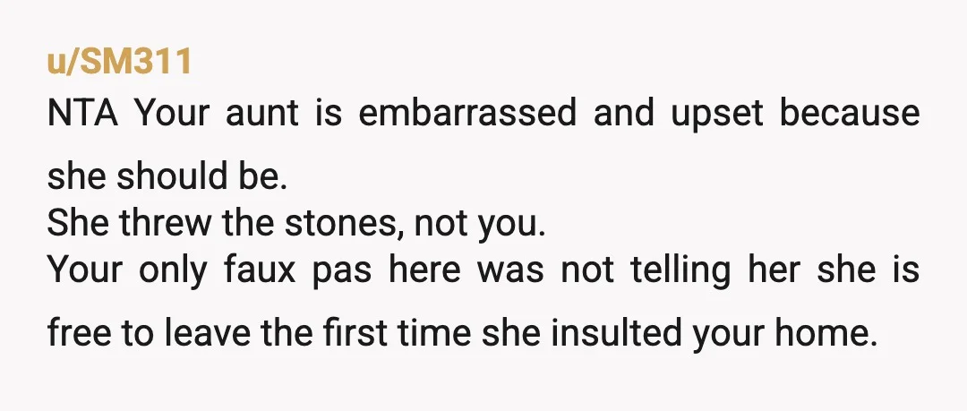u/PrideofCapetown NTA. It’s one thing to make passive aggressive comments to you, but quite another to broadcast to the rest of the family (why, exactly, did she need to get...