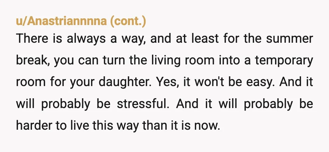 u/Mamapalooza YTA. That's your kid, figure it out. I am a single mom getting no support but when my kid's friend needed a place to live, I turned the dining...