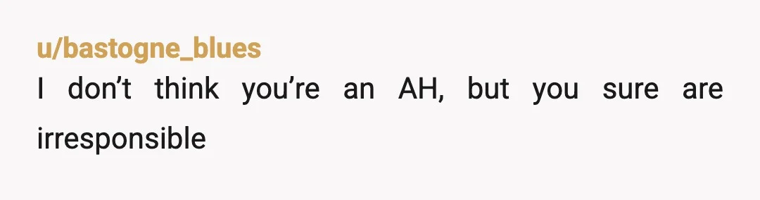 u/bastogne_blues
I don’t think you’re an AH, but you sure are irresponsible