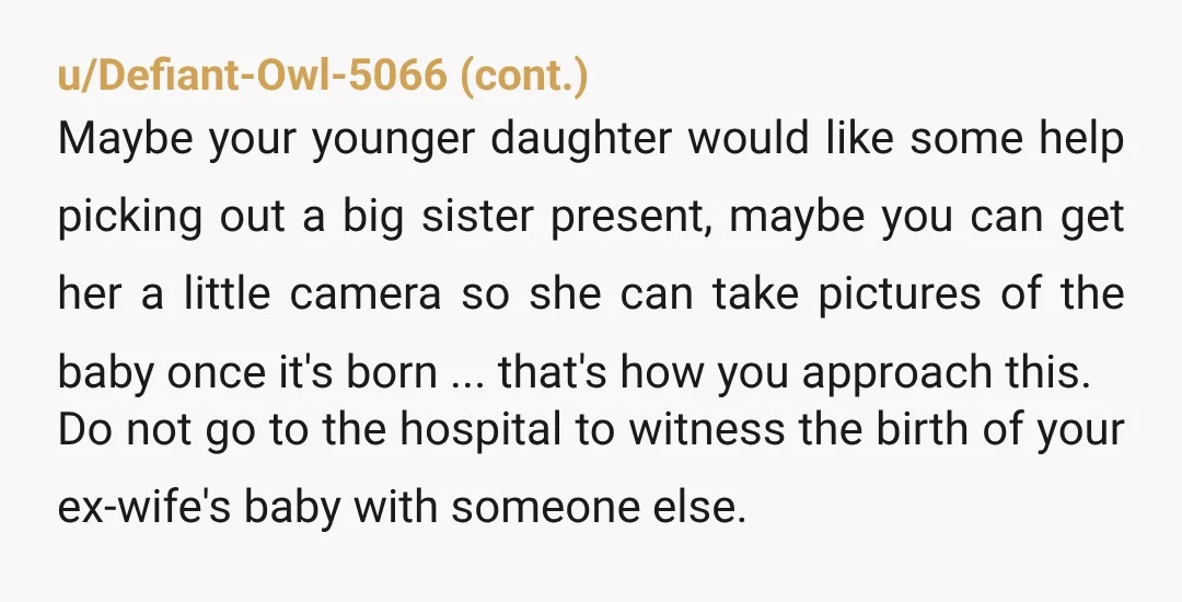 u/xJaneDoe NTAH. Sounds like she wants you to take over as dad for her new baby.