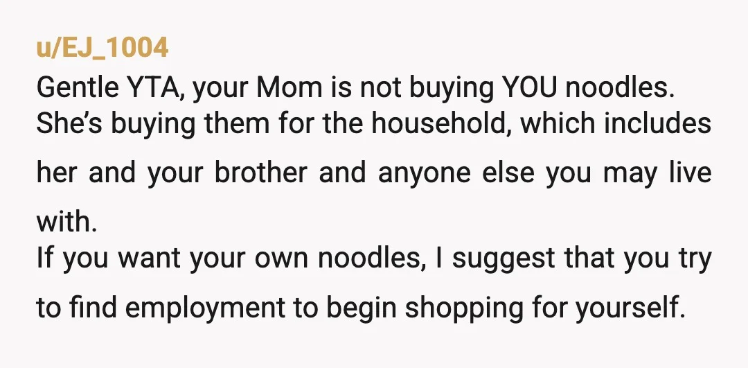 u/harpsdesire YTA other people eating food that was bought for the family and they they also like is not "a waste" just because you like it/want it yourself. Maybe your...