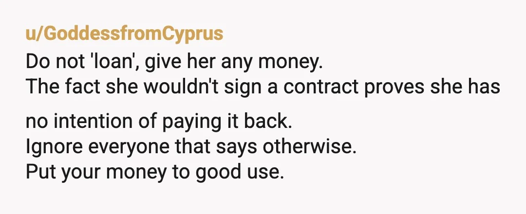 u/zeugma888 NTA Your first responsibility is to your children. If you can make their lives better or more stable and secure with the money then you shouldn't be even thinking...