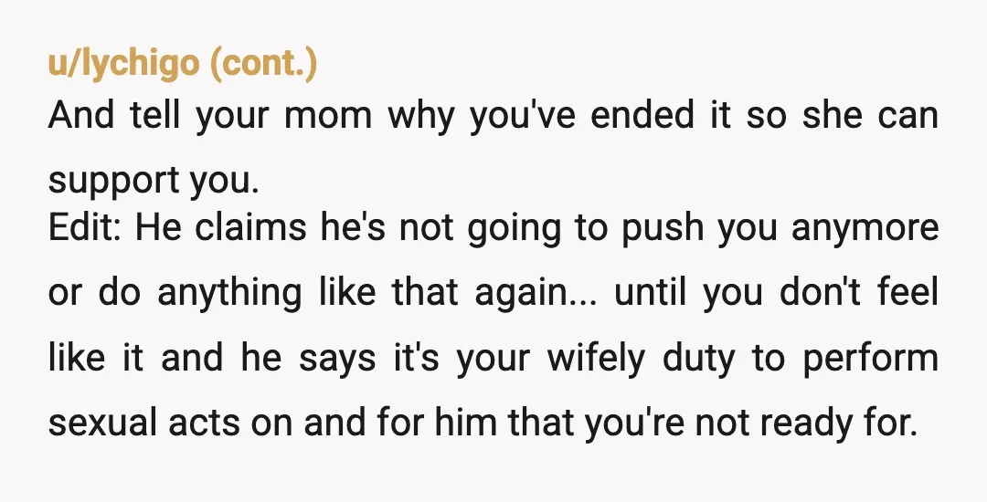 u/SciFiEmma
"stuff like that stays between couples" - couples featuring abusers, sure.
Stop staying over, talk to your folks.