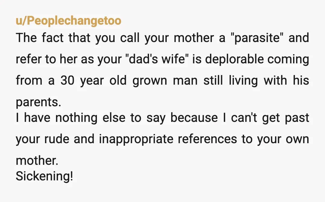 u/Amadan81 Parasite? Bit rich coming from a 30yr old living at home with his parents
