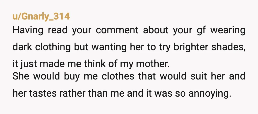 u/sfcitygirl88 Please do not buy this woman a cheap bikini just because you like the colors and saw it was on sale. That's very obviously not for her; it's for...