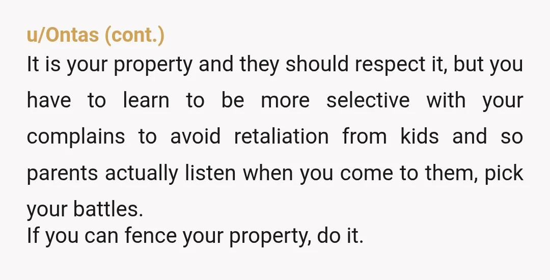 u/yellowjacket1996
INFO: is your goal to be friends with the neighbors or keep the kids away?