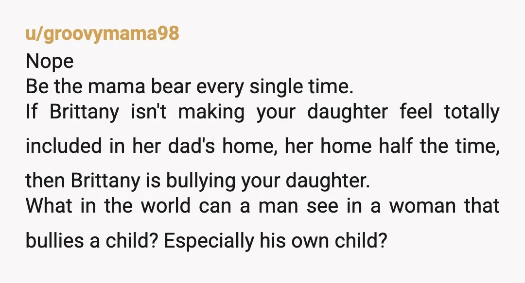u/Asleep_Library_963 NTA. Ivy has a right to have her own place in her dads house, especially since she is spending week on week off with him. She is as much...