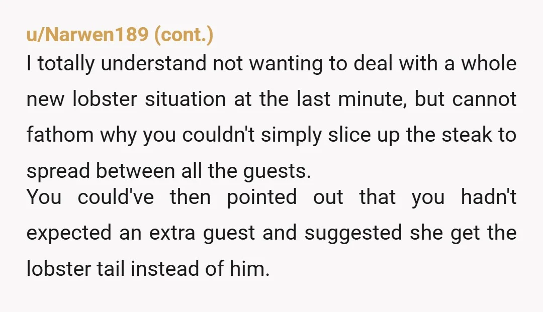 u/sjclynn NTA. It sounds like you went to significant time and expense to host this dinner for five people. The least that your friend who brought the GF could have...