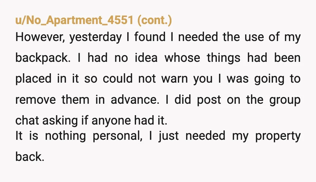 u/justanotherguyhere16
NTA. 
So….
They want you to hunt down who took something that was yours….
But they didn’t want to hunt down who owned it before taking it?