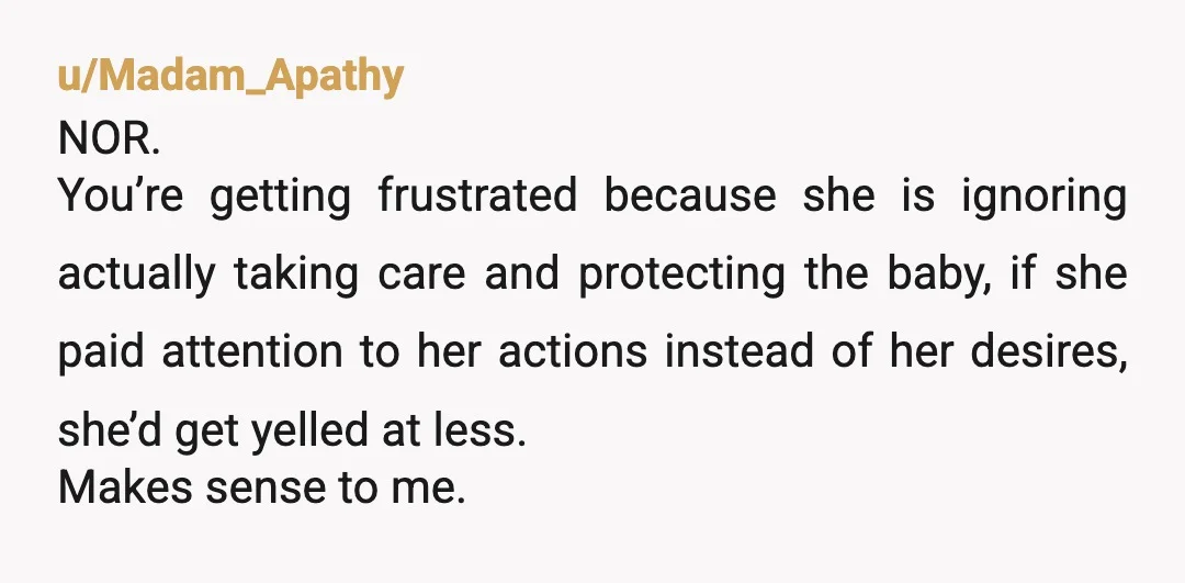 u/Alarming_Bar7107
NOR. She's the problem. Like you said, she's the only one not respecting boundaries
