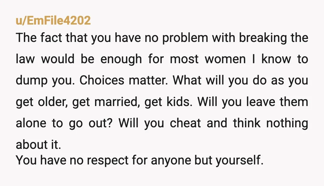 u/Kropotkin_Lives Bro you sound like such a childish and frustrating person to talk to, just give your little crime spree a rest and give your gf some damn peace of...