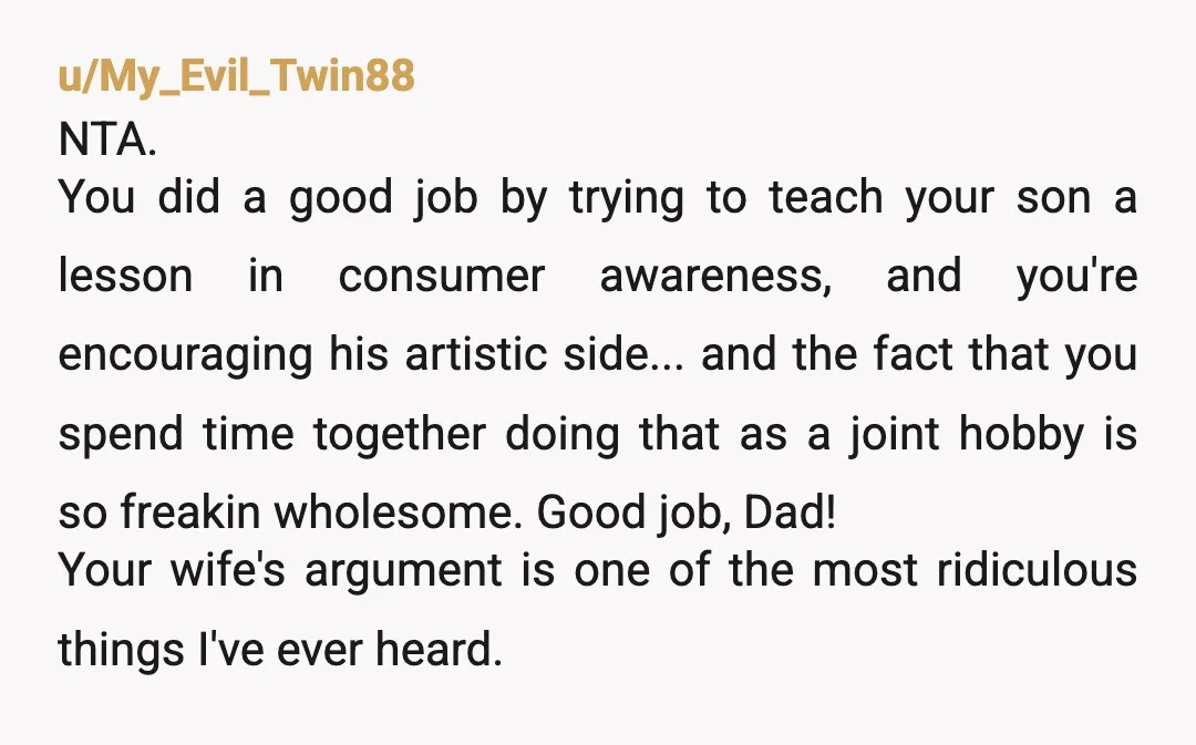 u/MarionberryOk2874
Sorry, but your wife sounds nuts. No one I know would ever have this take on the situation. NTA