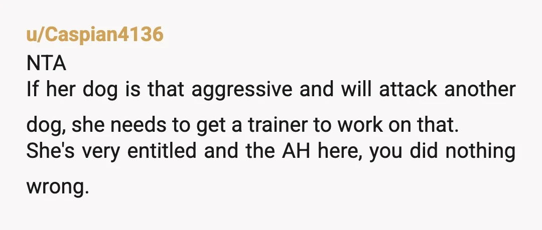 u/smschrads
NTA.
The person with the problem dog who has to be muzzled needs to give way to EVERYONE else.
