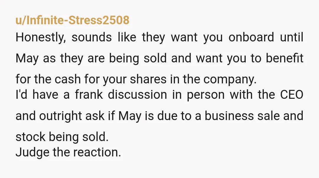 u/dansbike As per others, they are being sold and it settles by mid-May. They want you to get your 3% share. Possibly some confidentiality agreement in place as part of...