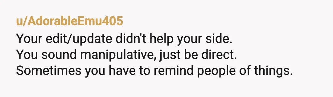 u/ProfessionalKiwi7691 "Or lets say i am hanging from a cliff and he is just standing there. And afterwards he is like “how could i know that i was supposed to...
