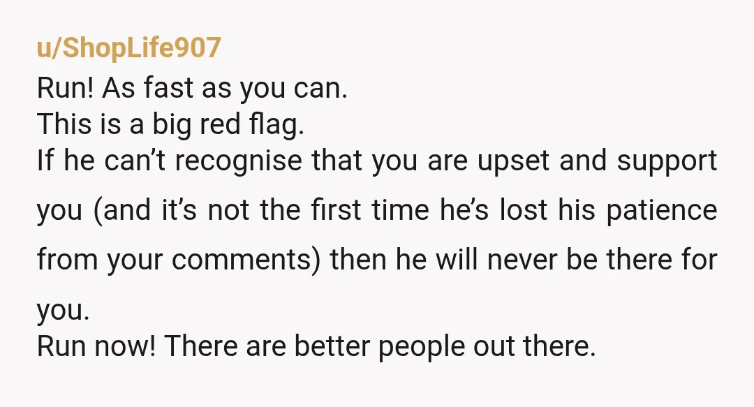 u/BeDeviledDevotchka NTA You and he do not share the same values and he clearly does not respect you as an equal. It's better to get away from him now than...