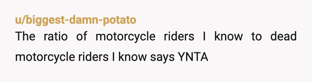 u/redbadger20 NTA. Honestly, even without the alcohol issues, this was not a good choice on the in-laws part. The first ride was a mistake, the second one was thumbing their...