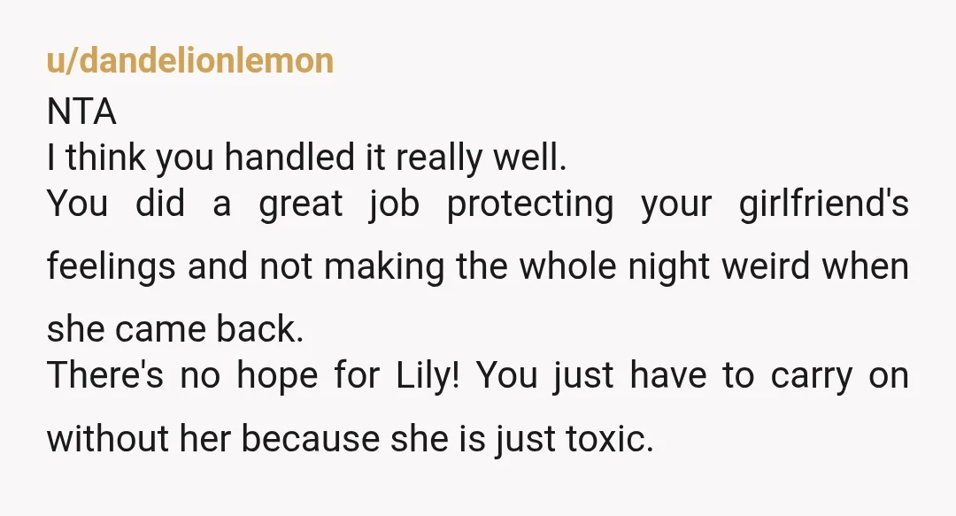 u/curiouskitty2207 Yea Lily needs to go, the friend group and girlfriends have been getting along well till she came in with her unsolicited comments on fashion. Who made her vogue?...