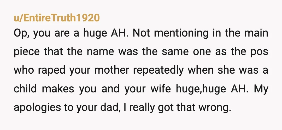 u/Meakbow
Are you sure there isn’t some kind of trauma behind this instead of them just not liking the name?