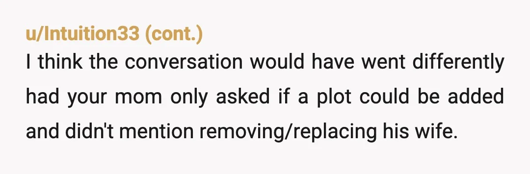 u/Mammoth-Draw4227 YTA. Your sister in law’s stuff is not yours or your Mum’s to decide who gets buried there. If you don’t think it should be important to your SIL...