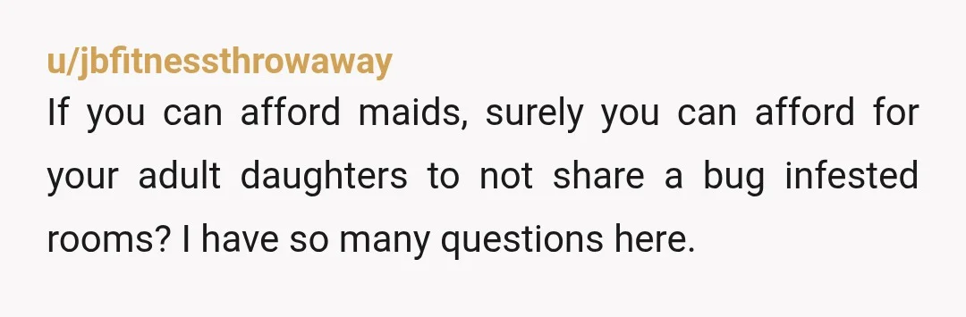 u/Teddybitch420 There personally feels like a lot wrong with this situation??? 1. Why did your youngest get their own room? 2. You shoved your oldest three in the same room,...