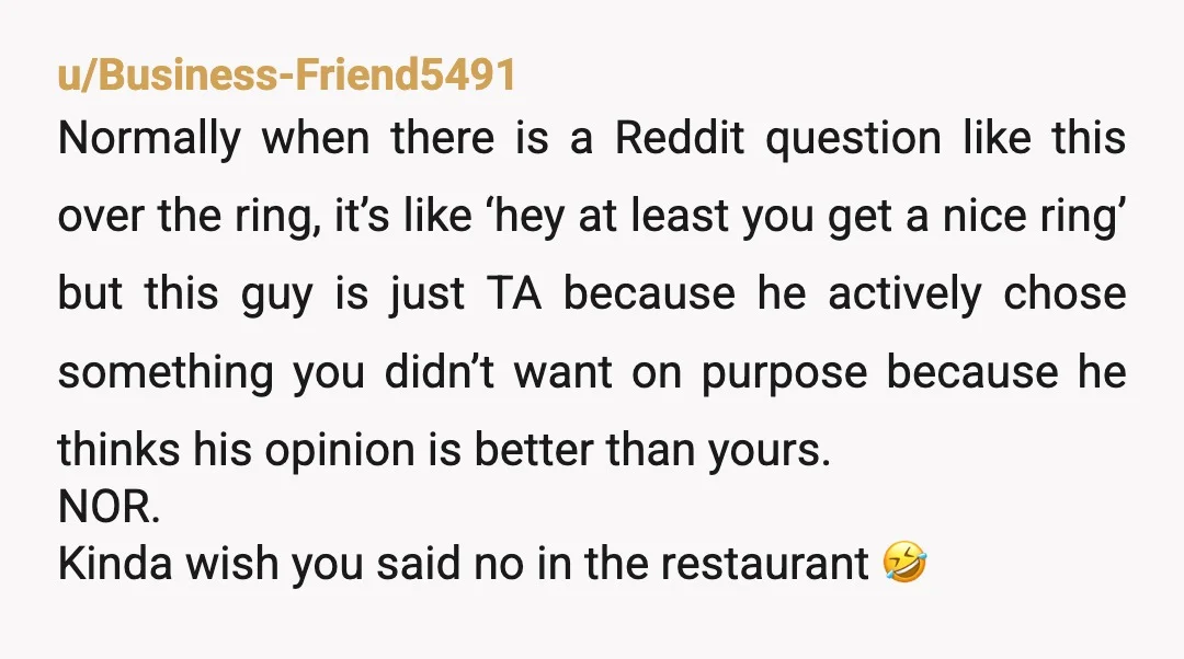 u/sunshineandcosmos
NOR.
If it’s starting this way with the proposal… I can’t imagine it will get much better.
You deserve to feel validated and valued.
Proud of you, sis! ♥️