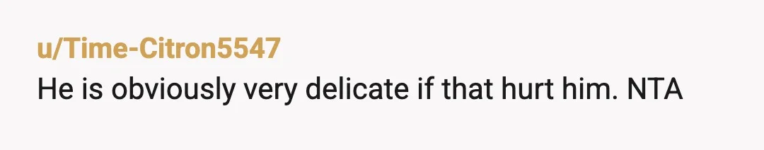 u/Time-Citron5547
He is obviously very delicate if that hurt him. NTA