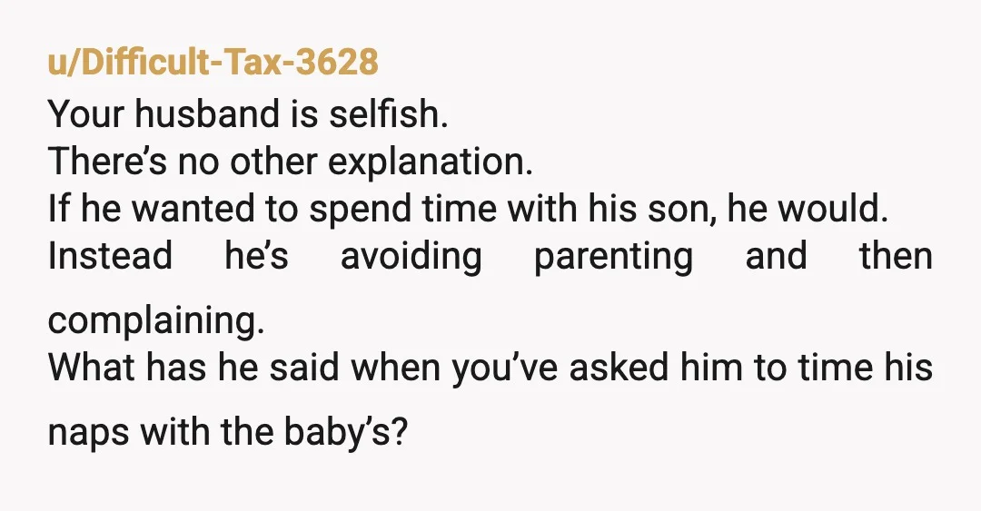 u/Creamy_Breve NOR You have to start standing up for yourself because your husband sure isn't. He is absolutely fine with you doing everything yourself with no break. Start waking him...