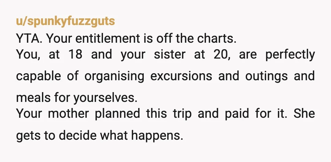 u/Independent-Vast6037
Your 20 year old sister stacted crying?  FFS, what is wrong with you people?