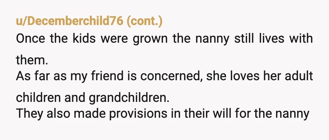 u/BeautifulChaosEnergy Ask your mom what did she expect? She did zero child rearing for 18 years and now suddenly expect you to be besties? Also, did Jody breastfeed you as...