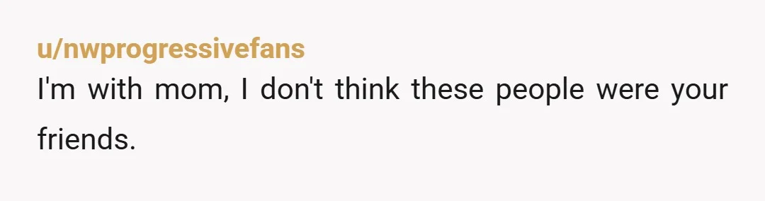 u/Adelucas Your mom is a wise woman. And no they aren't your friends. Hikes needs proper preparation which you did. This was not a hike. If you need a vehicle...