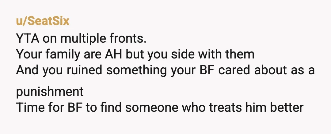 u/Adepte YTA you are such the AH. You are upset with him because he doesn't want to be around people who bully him, so you deliberately sought out something he...