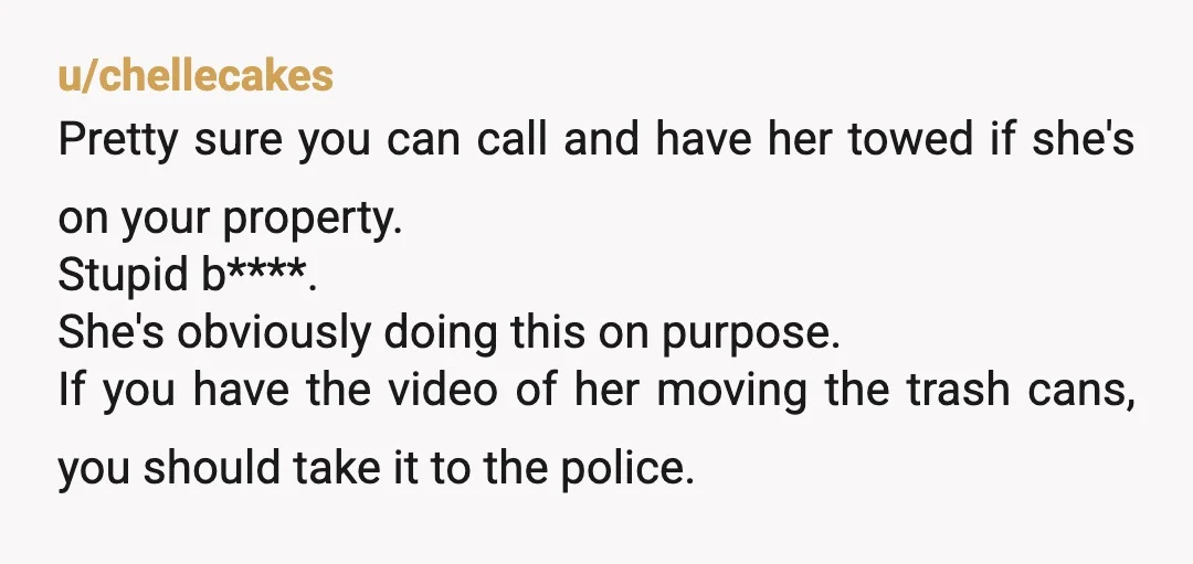 u/ZenDendou You can do three things at the same time. If you have video proof that she moved the trashcan, I believe that is illegal as it meant that the...