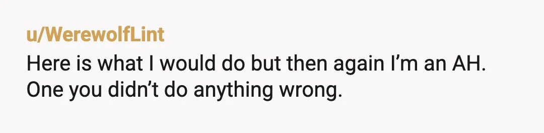 u/Usual_Bumblebee_8274 Nta at all. Too many ppl give in to that behavior & that’s exactly why they do it. You don’t owe it to her. And think about it this...