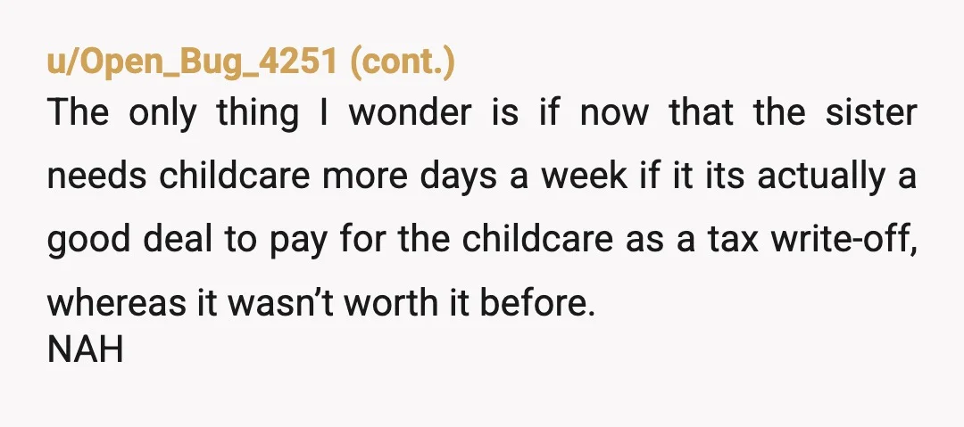 u/PerfectFig1035 I'm thinking everybody sucks here. I understand your pov because your two days a week suddenly became four days a week and that's not what you agreed to. I...