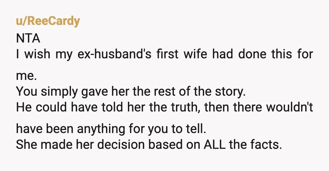 u/Distinct_Abroad_4315
Nta, but be careful.
He will seek revenge on you, and her.
(As a survivor of attempted dv murder, thank you for what you did)