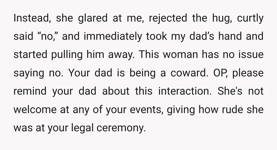 u/mountain_mists Tell your dad he made his choice and you are now making yours. You choose yourself. Uninvite him and block him, he's not worth the energy. NTA