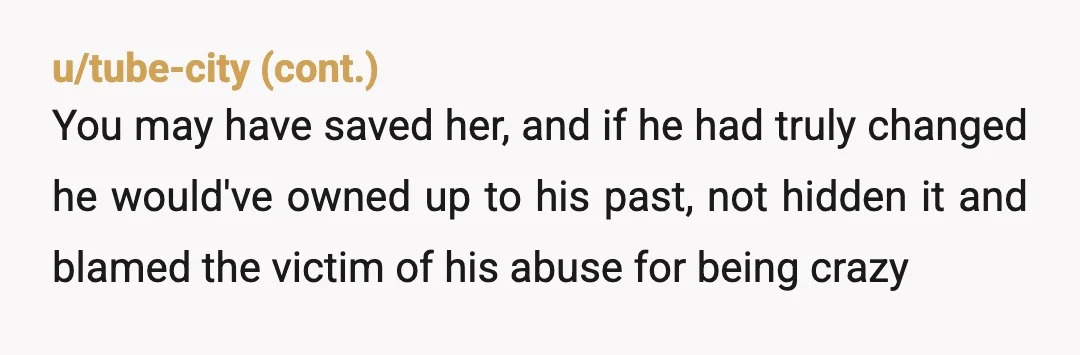 u/Useful_Hedgehog_8008 NTA. You did this for all the right reasons and it is truly an amazingly brave thing you did for her and her baby. So many survivors say they...