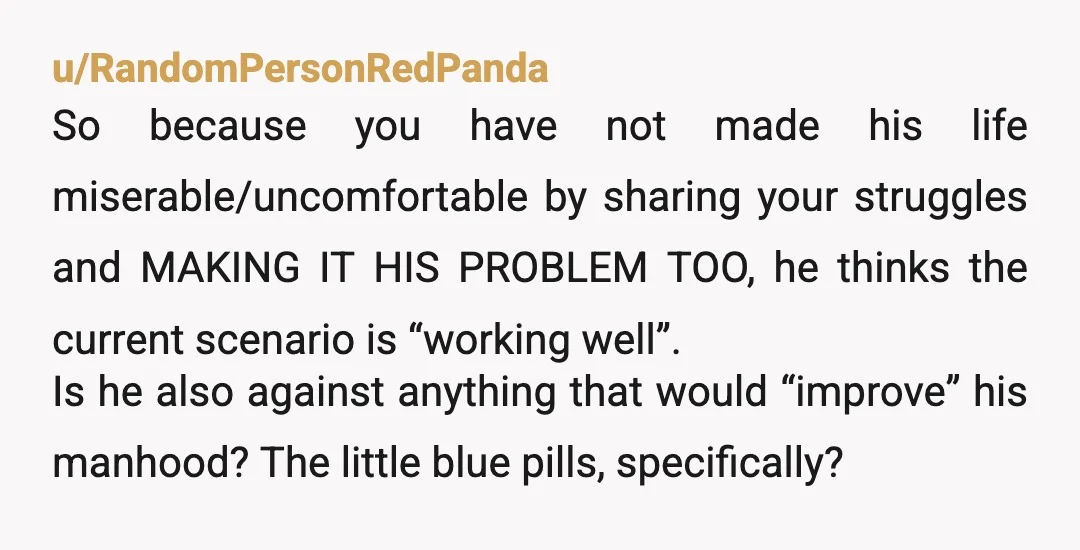 u/MissResaRose "in his words I wouldn’t be a woman if I got any part of my reproductive organs (what makes me a woman) removed and he refuses to allow me...