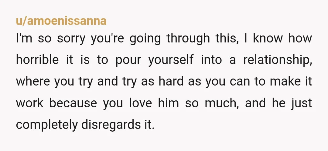 I want to want our relationship again, but I really need some help figuring out how Why? No, seriously, your entire post talks about how you resent him, you're...