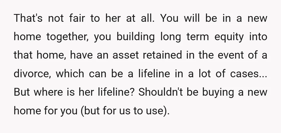u/echosiah You both need separate lawyers. Stop trying to negotiate a prenup by yourselves, in some tangled and emotional way! This is what the lawyers are for. Also, you mention...