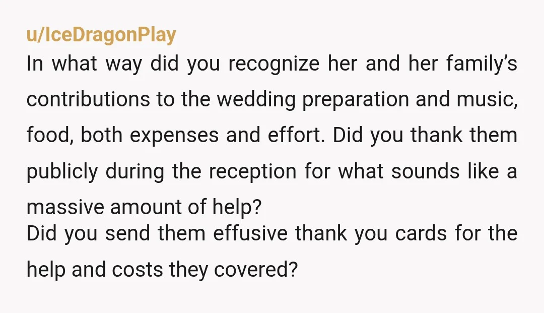 u/badoctopusmommy You mention in your post that she did a ton for your wedding and you would find a way to return the favor after. In those 2 months following,...