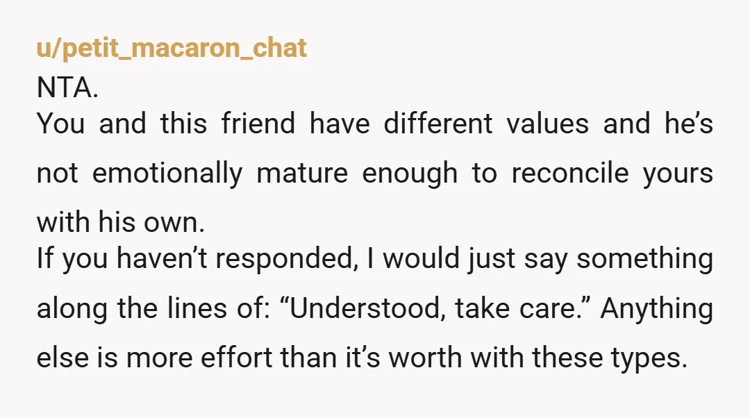 u/cmaps85 NTA. Unless there’s something missing from the story it sounds like your friend might be the AH. Why wouldn’t he have been able to hang out the next day?...