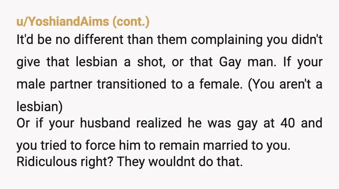u/FrolickingGhosts
This is a fundamental incompatibility that would only have bred resentment.
You did the right thing.