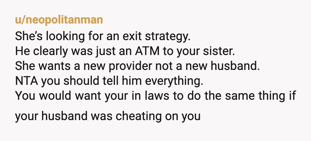 u/Competitive-Use1360
I would be putting my house on the market and moving.
Let your "angel" of a sister take care of your dad.
FAFO